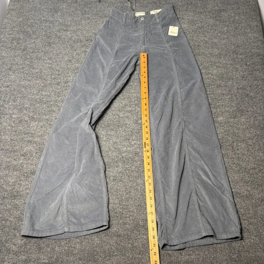We The Free Free People Corduroy Wide Leg Seamed Pants Womens 25‎ Grey Blue